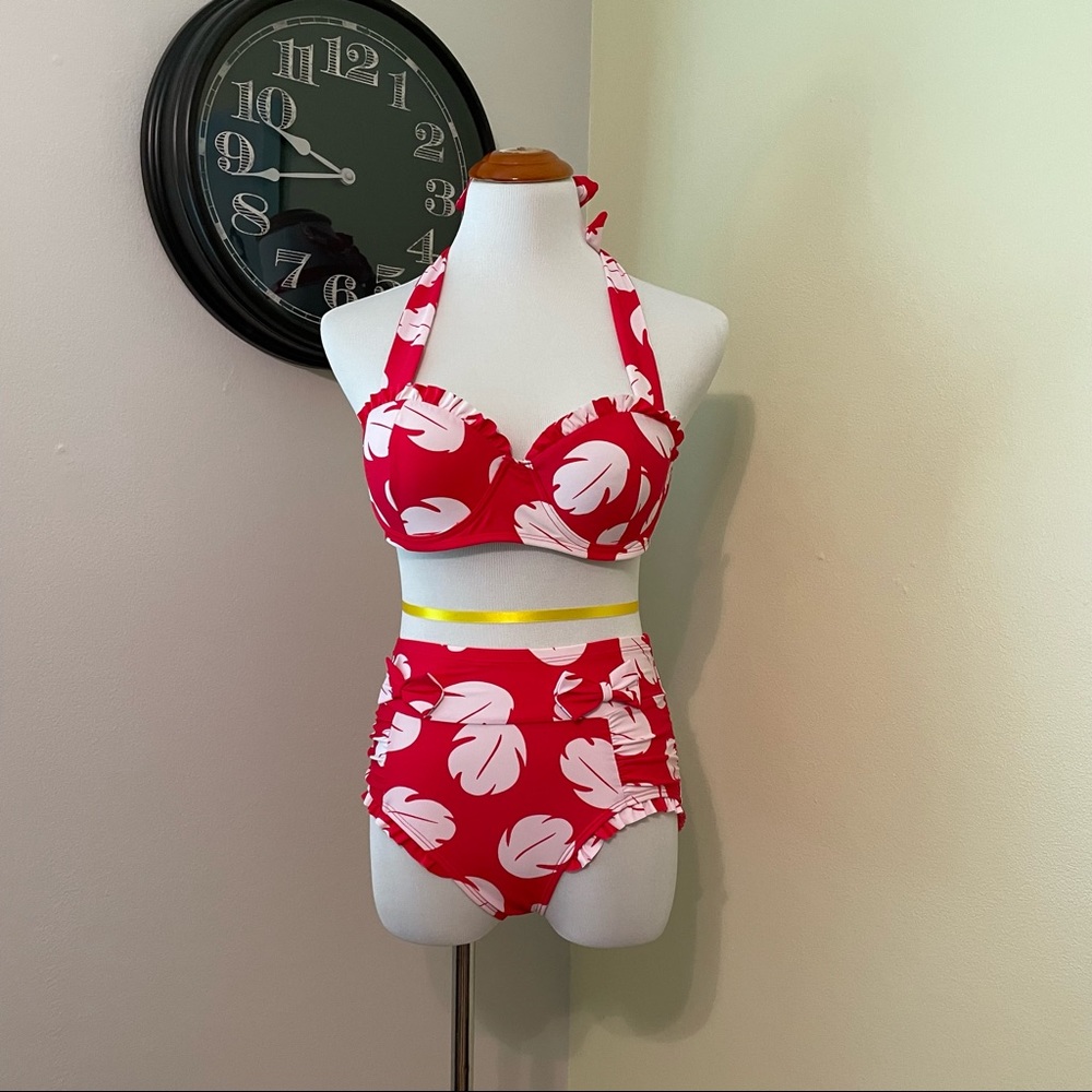 Disney Red and White Leaf Bikini
